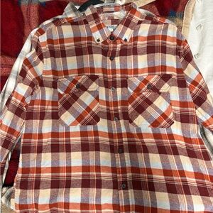 Plaid Shirt Jacket for Men - Red and Brown